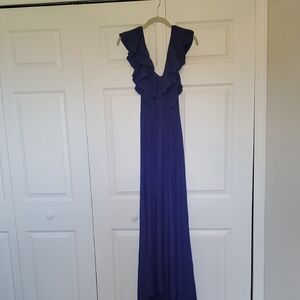Calypso St. Barth Deep Blue Ruffle Maxi Dress